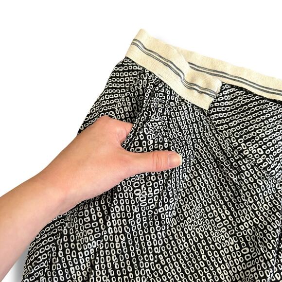 Anthropologie Tiny Pants L Black White Print Cotton Boho Cuffed Cropped - Picture 8 of 12